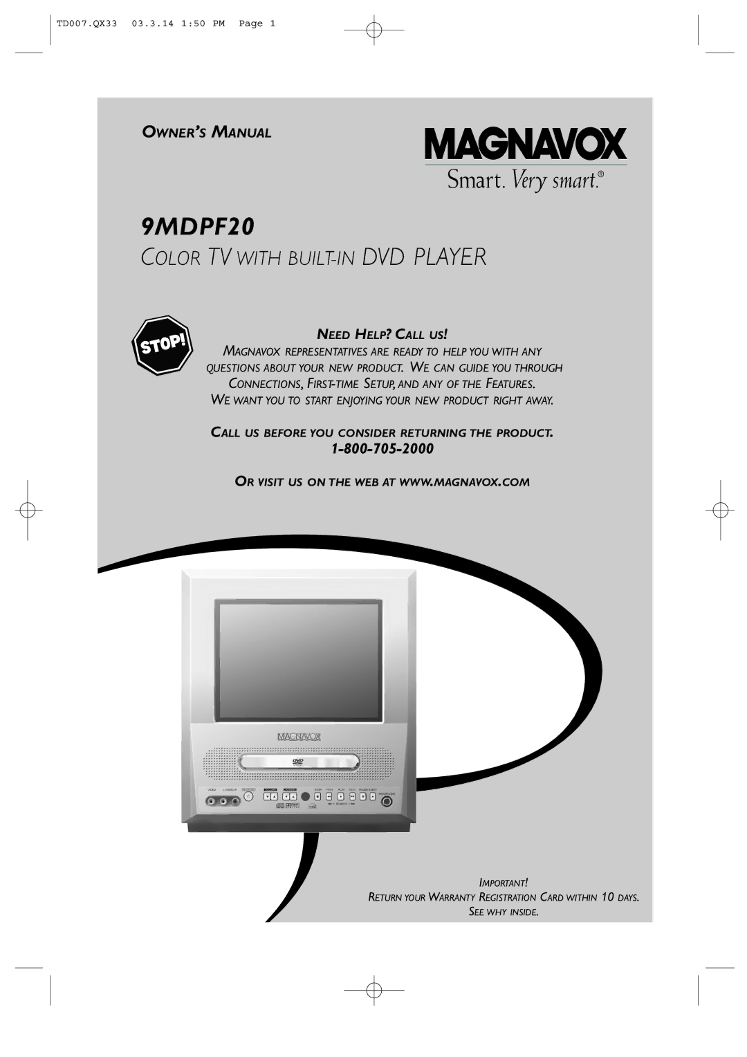 Magnavox 9MDPF20 owner manual 