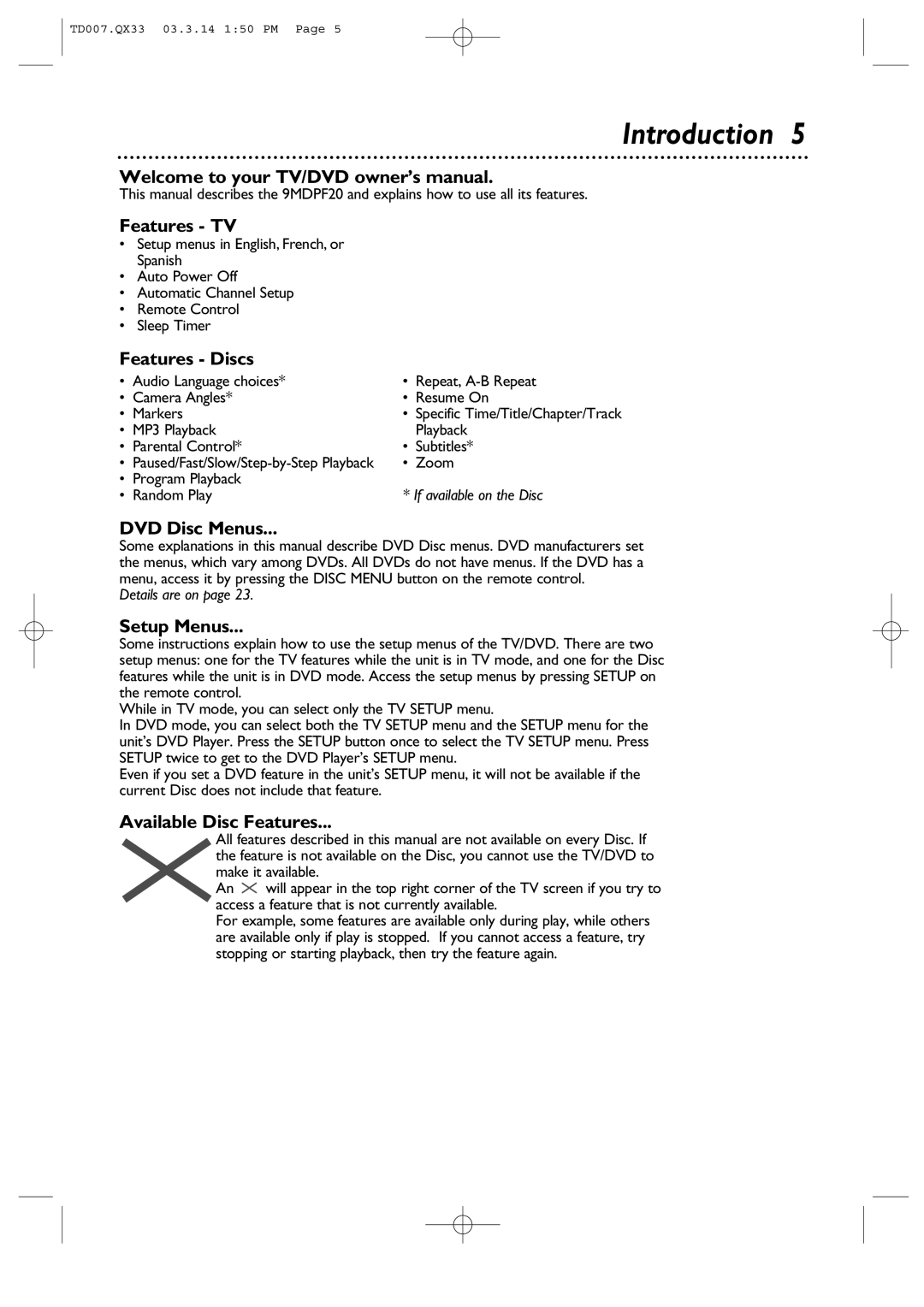 Magnavox 9MDPF20 owner manual Introduction 