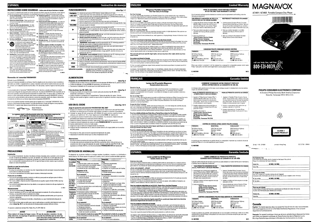Magnavox AZ 6831, AZ 6832 manual 
