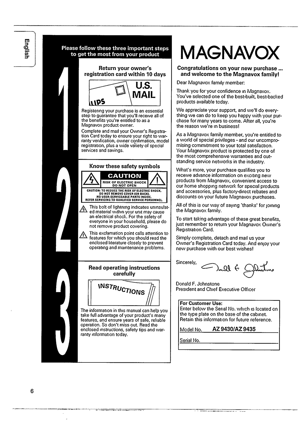 Magnavox AZ 9430, AZ 9435 manual 