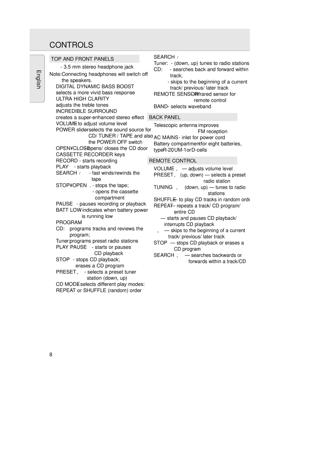 Magnavox AZ202517 manual Controls 