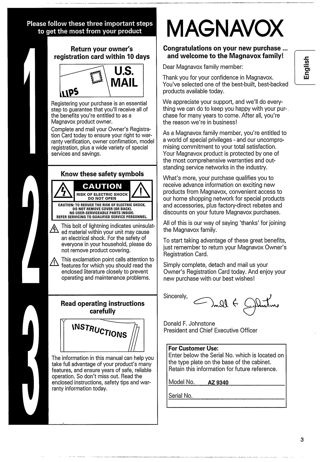 Magnavox AZ 9340, AZ9340/05 manual 