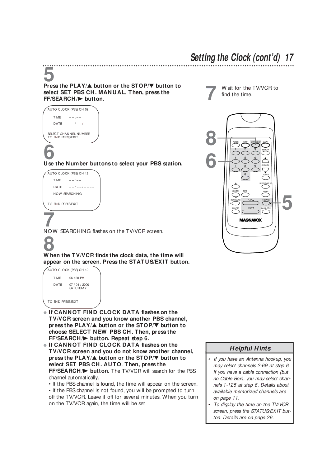 Magnavox CC13B1MG owner manual Use the Number buttons to select your PBS station 