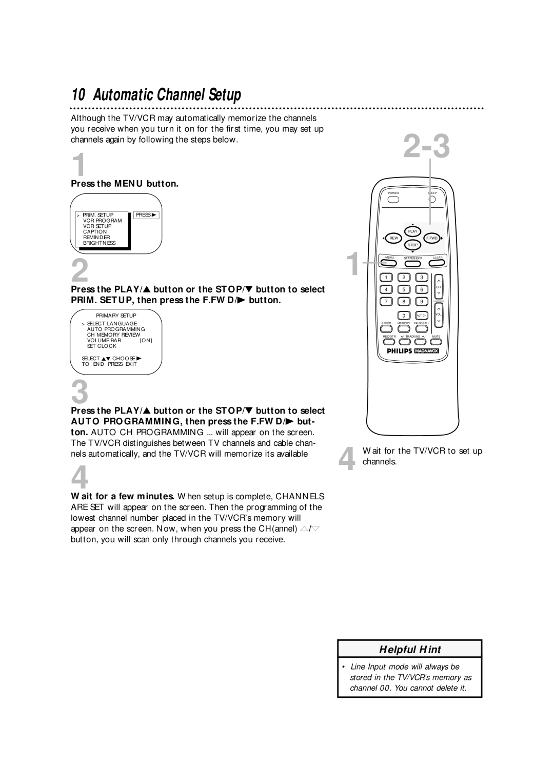 Magnavox CCA252AT99 owner manual Automatic Channel Setup 