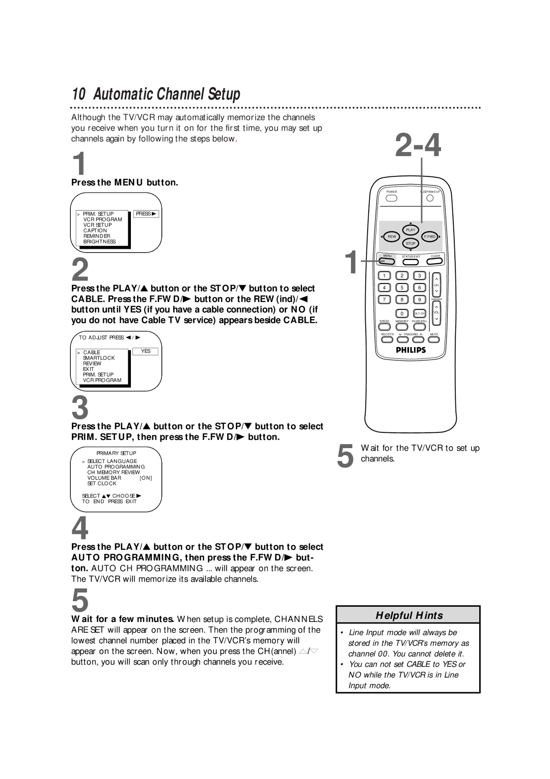 Magnavox CCB130CN, CCB190CN owner manual Automatic Channel Setup 