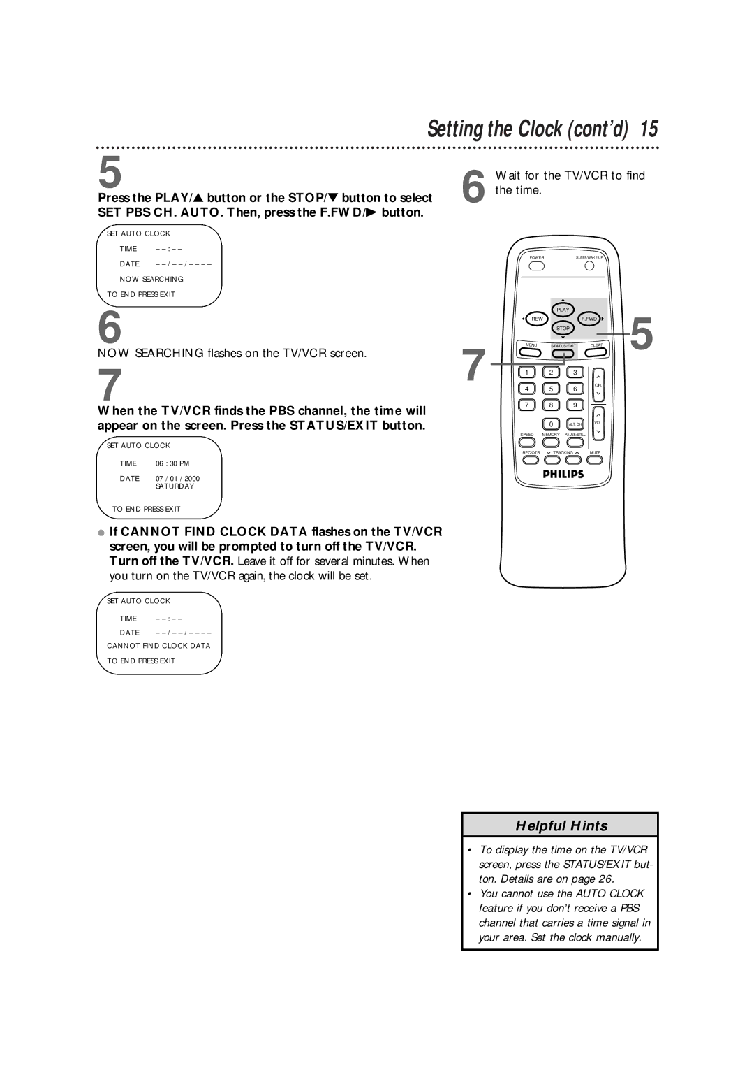 Magnavox CCB190CN, CCB130CN owner manual Wait for the TV/VCR to find 