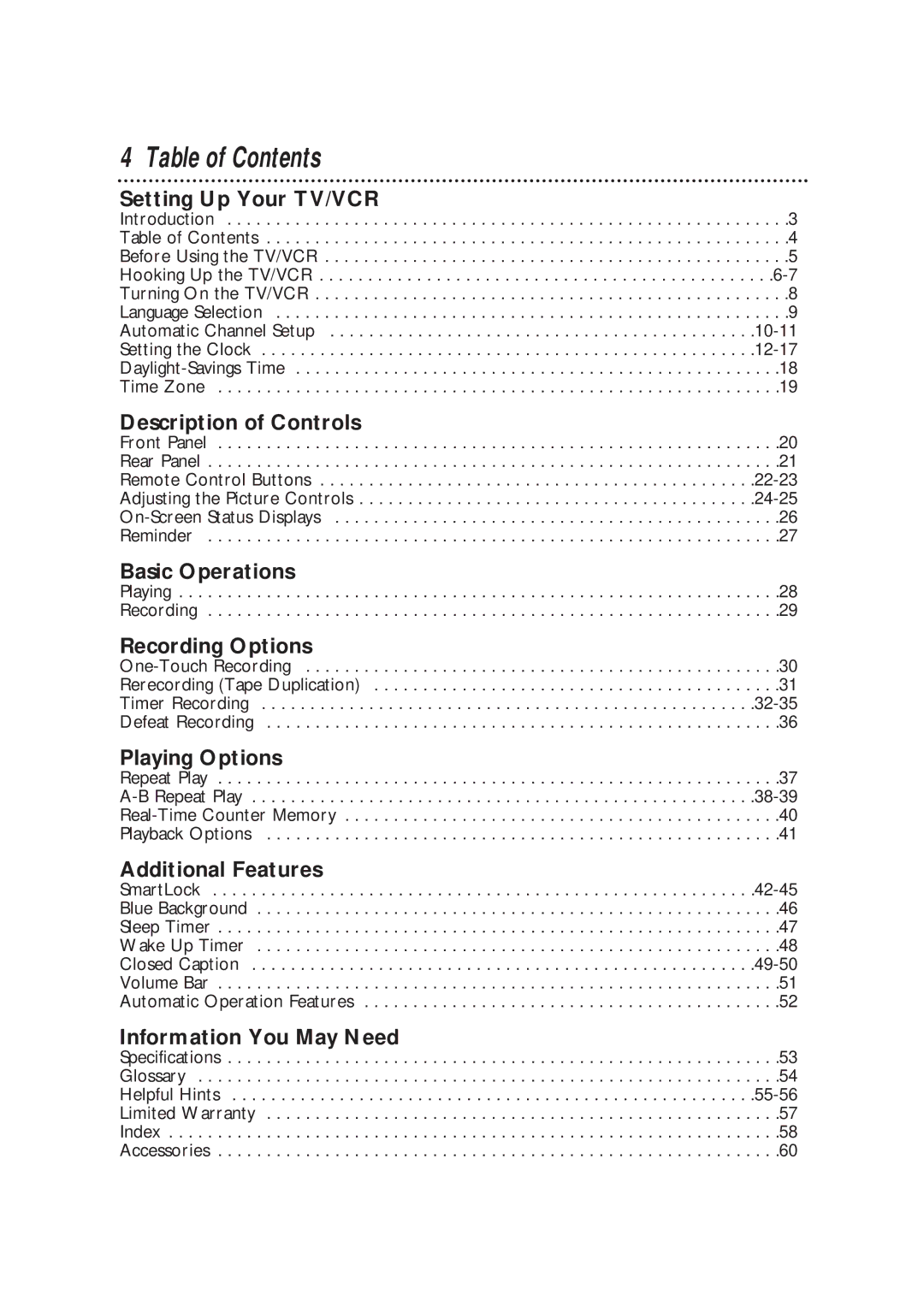 Magnavox CCB130CN, CCB190CN owner manual Table of Contents 