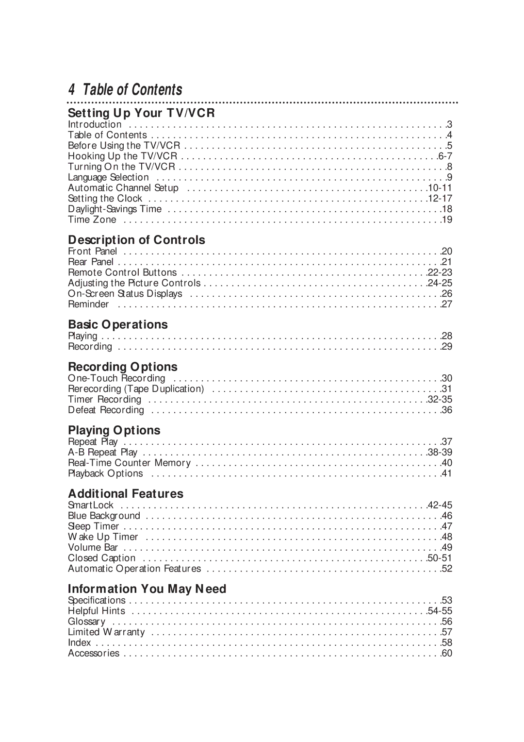 Magnavox CCB193AT owner manual Table of Contents 