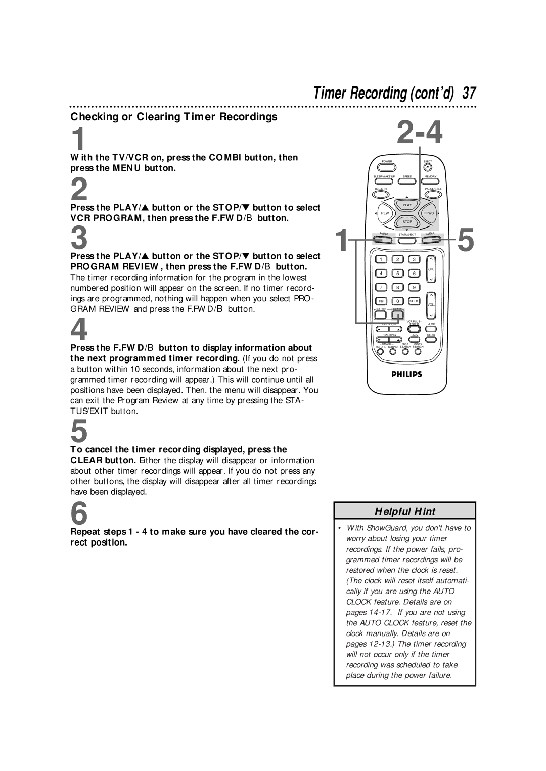 Magnavox CCB255AT owner manual Checking or Clearing Timer Recordings 