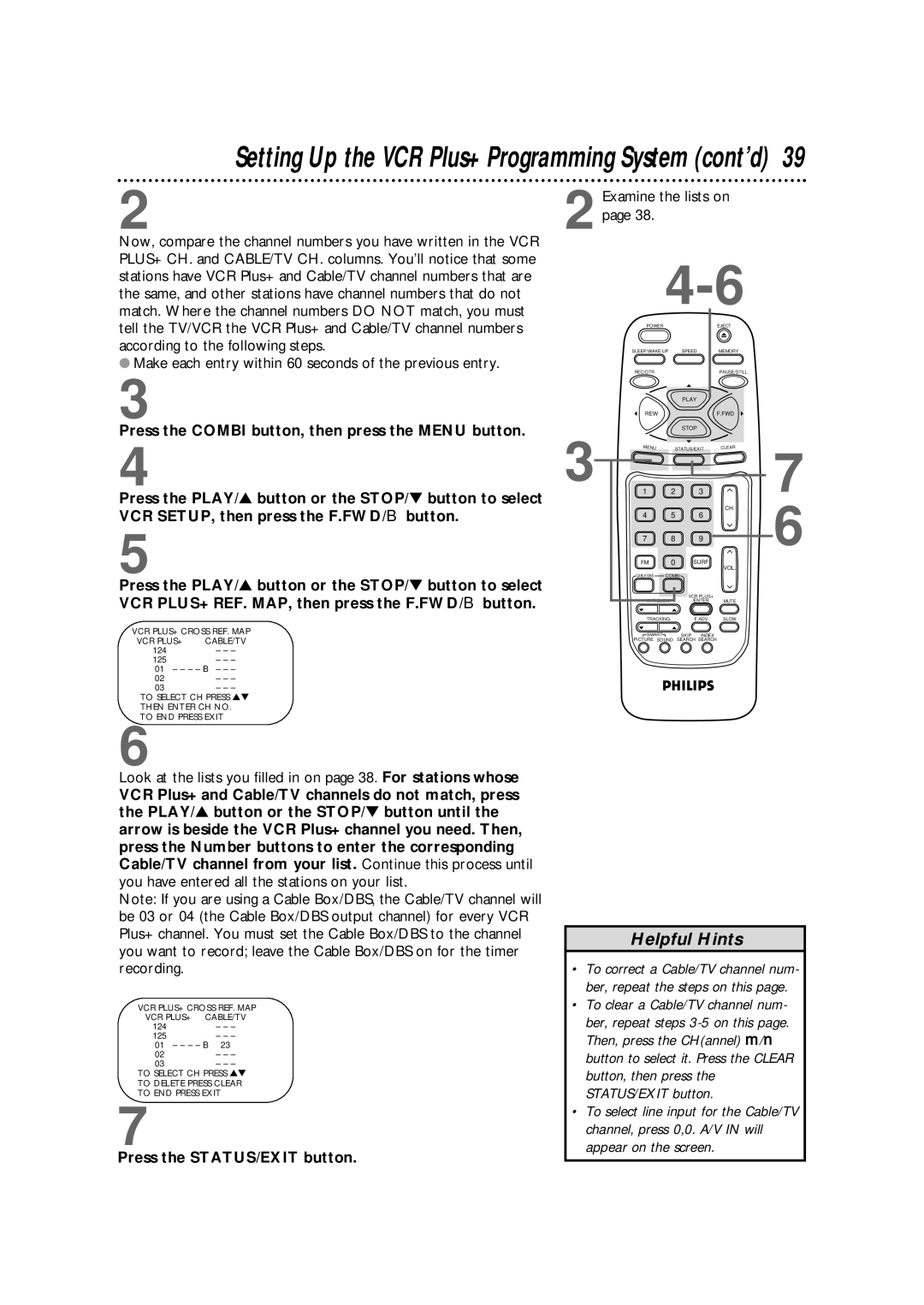 Magnavox CCB255AT owner manual Setting Up the VCR Plus+ Programming System cont’d 