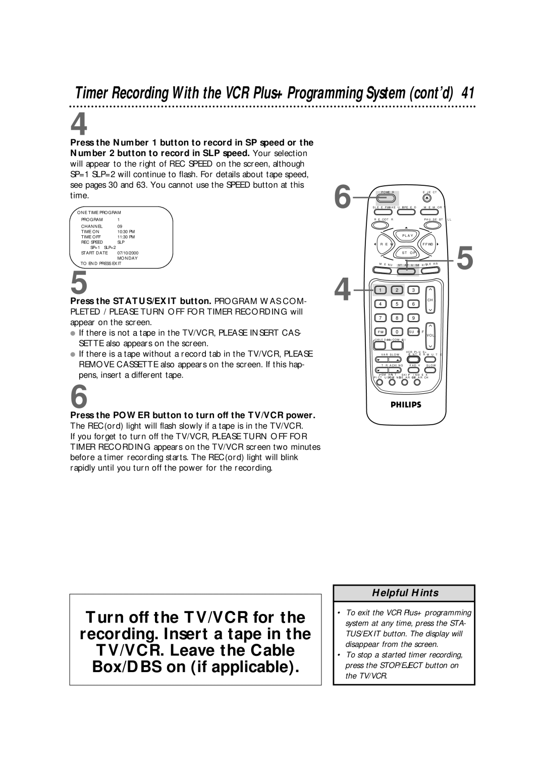 Magnavox CCB255AT owner manual Timer Recording With the VCR Plus+ Programming System cont’d 