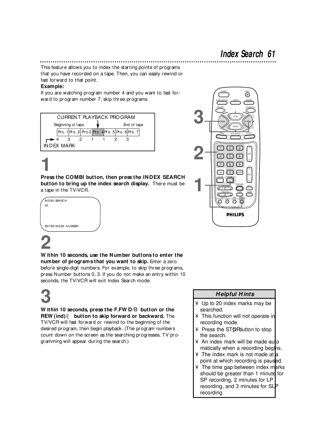 Magnavox CCB255AT owner manual Index Search 