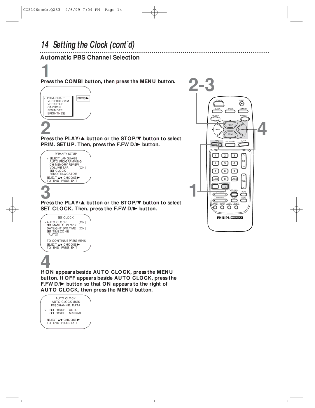 Magnavox CCZ196AT owner manual Automatic PBS Channel Selection 