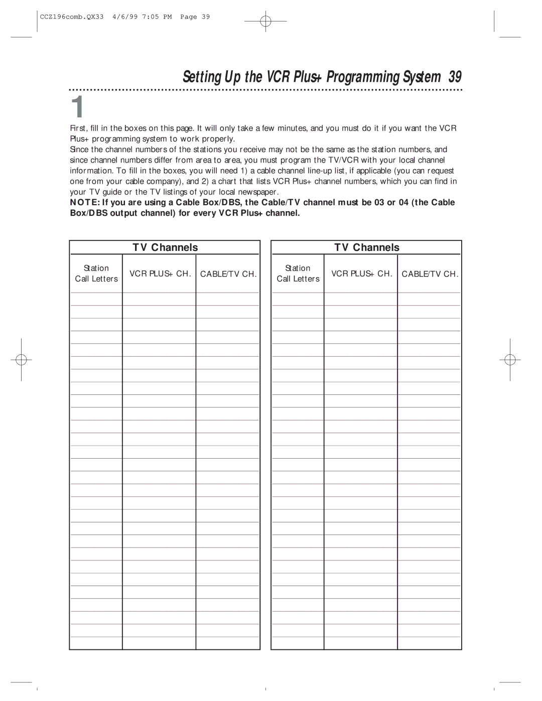 Magnavox CCZ196AT owner manual Setting Up the VCR Plus+ Programming System, TV Channels, Station 