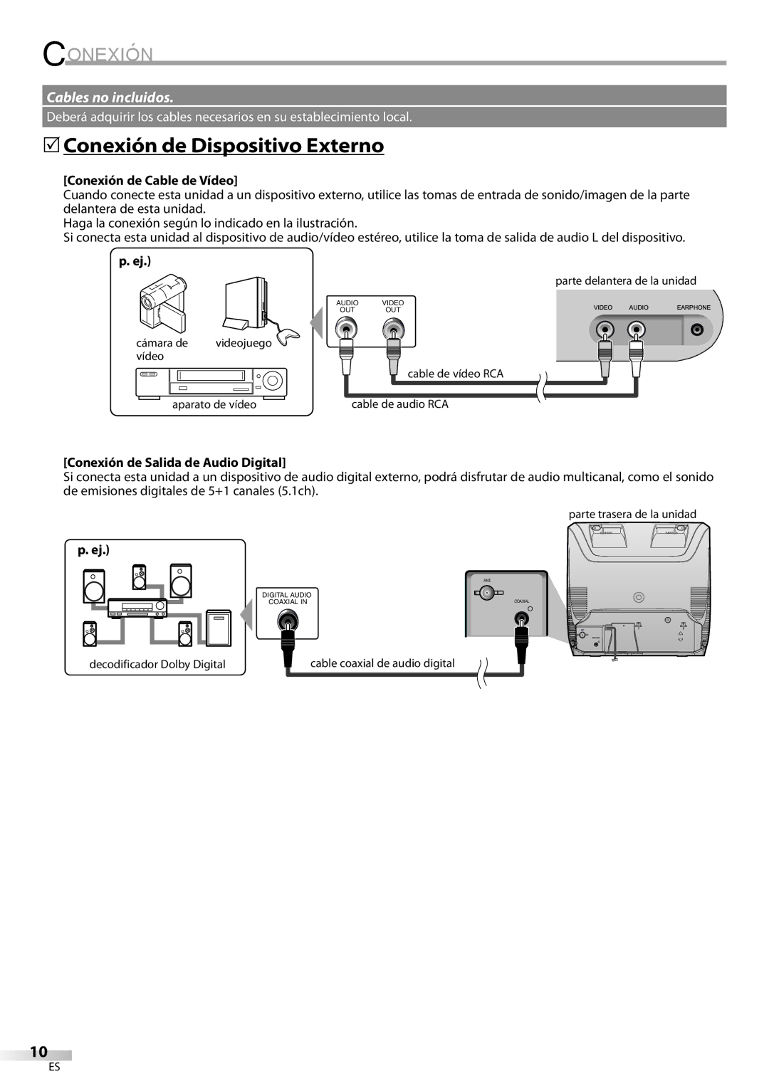 Magnavox CD130MW8 owner manual 5Conexión de Dispositivo Externo, Conexión de Salida de Audio Digital 