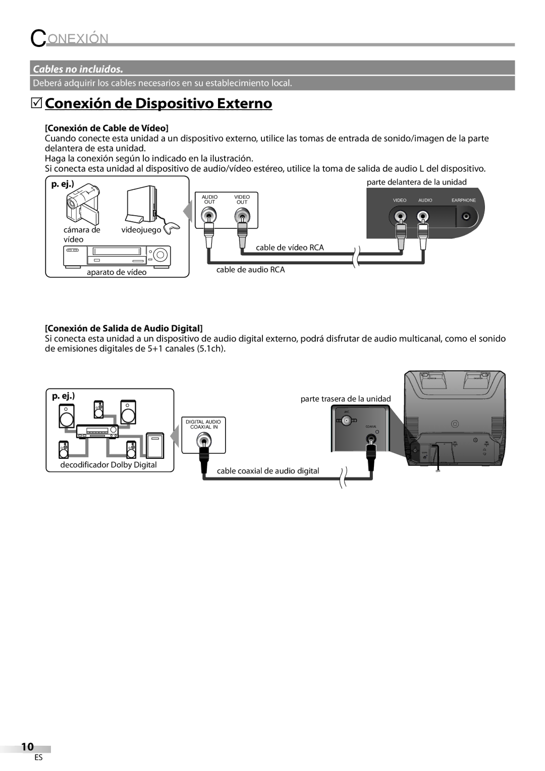 Magnavox CD130MW9 owner manual 5Conexión de Dispositivo Externo, Conexión de Salida de Audio Digital 