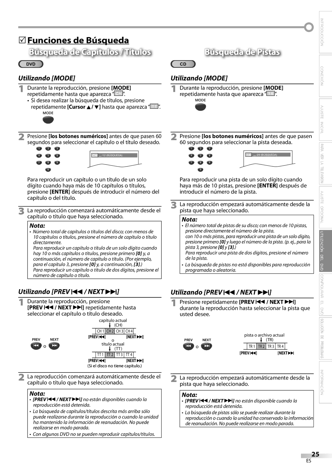 Magnavox CD130MW9 owner manual 5Funciones de Búsqueda, Para reproducir una pista de un solo dígito cuando, Usted desee 