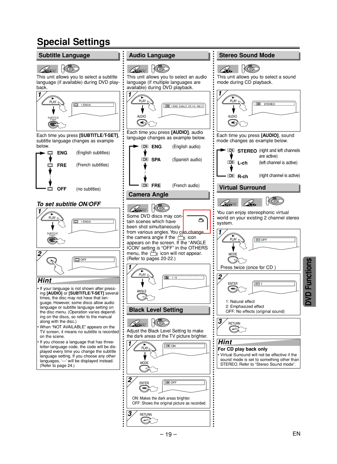 Magnavox CMWD2205 owner manual Special Settings 