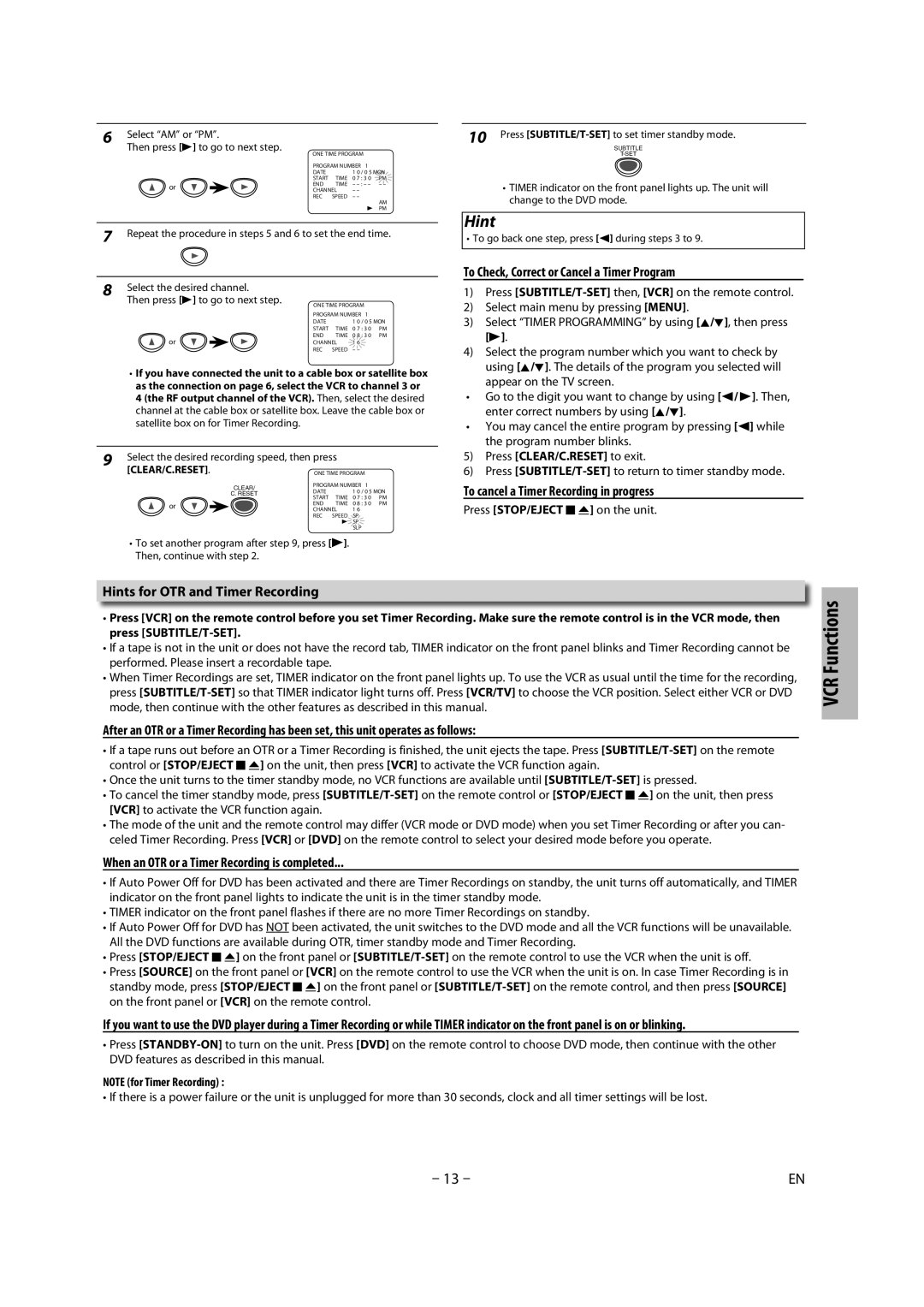 Magnavox CMWD2206 A owner manual To Check, Correct or Cancel a Timer Program, To cancel a Timer Recording in progress 