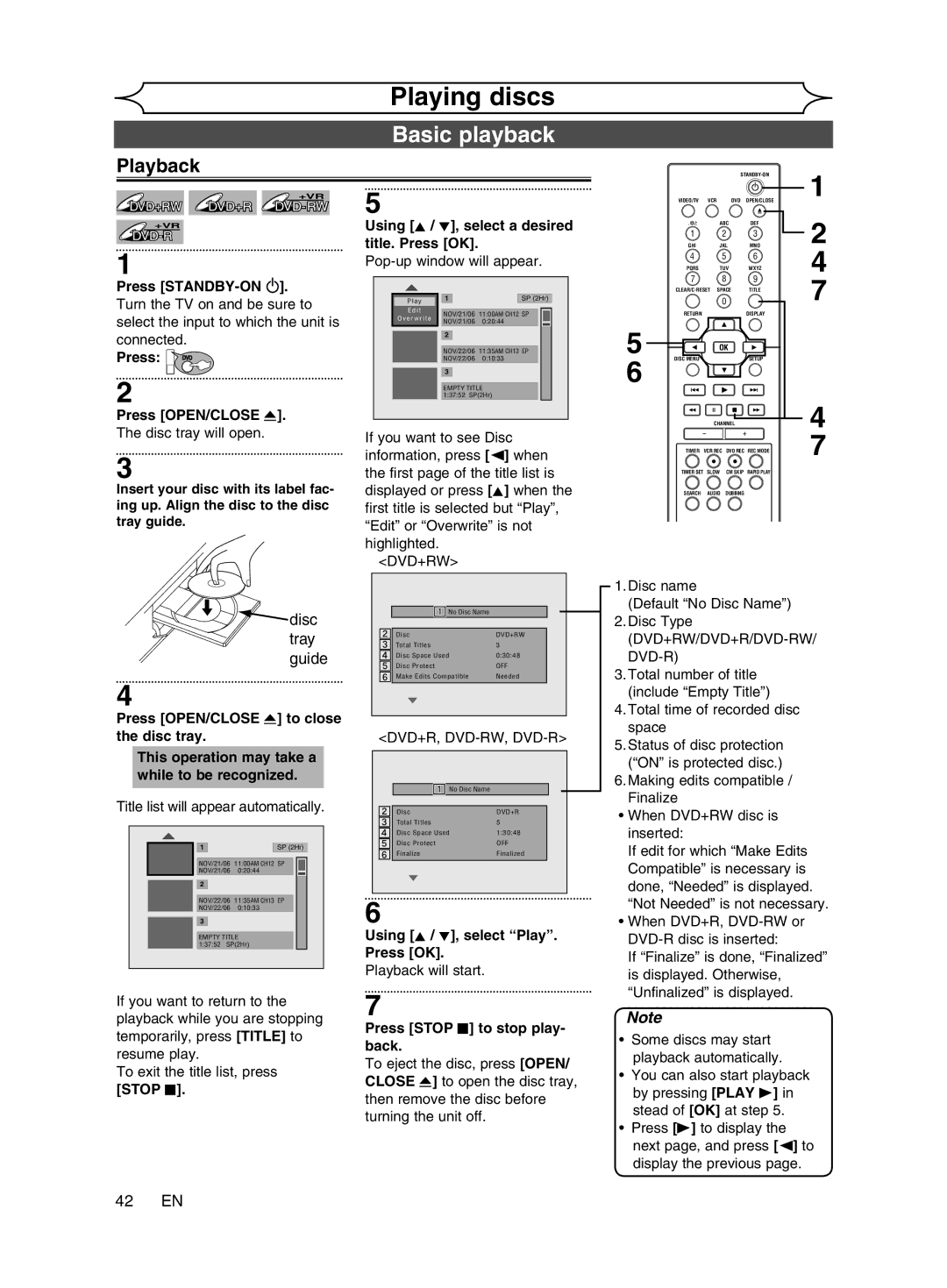 Magnavox cmwR20v6 manual Basic playback, Playback 