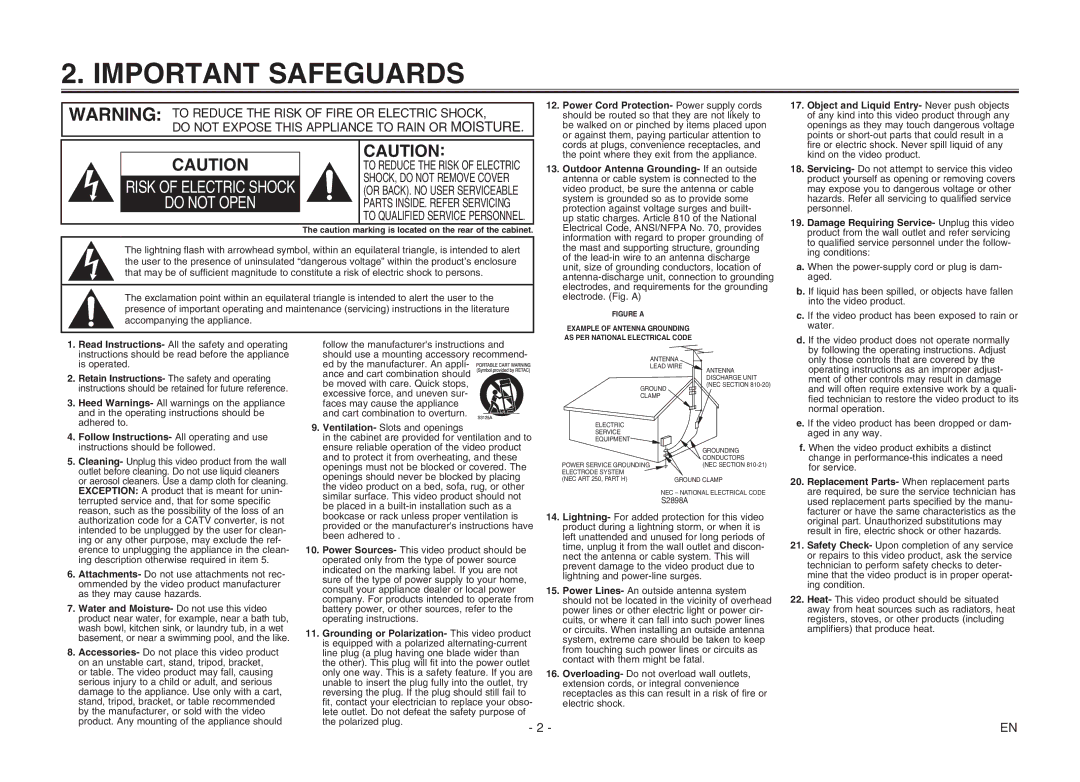 Magnavox CMWV405 owner manual Important Safeguards, Power Cord Protection- Power supply cords 