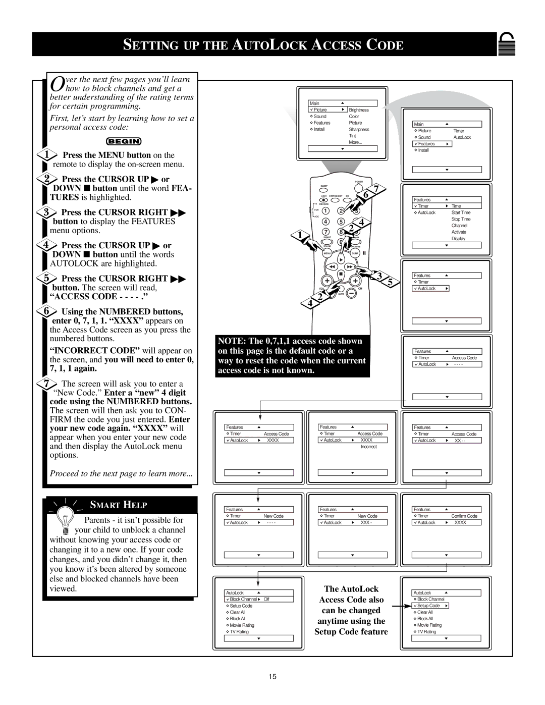 Magnavox Color TV manual Setting UP the Autolock Access Code 