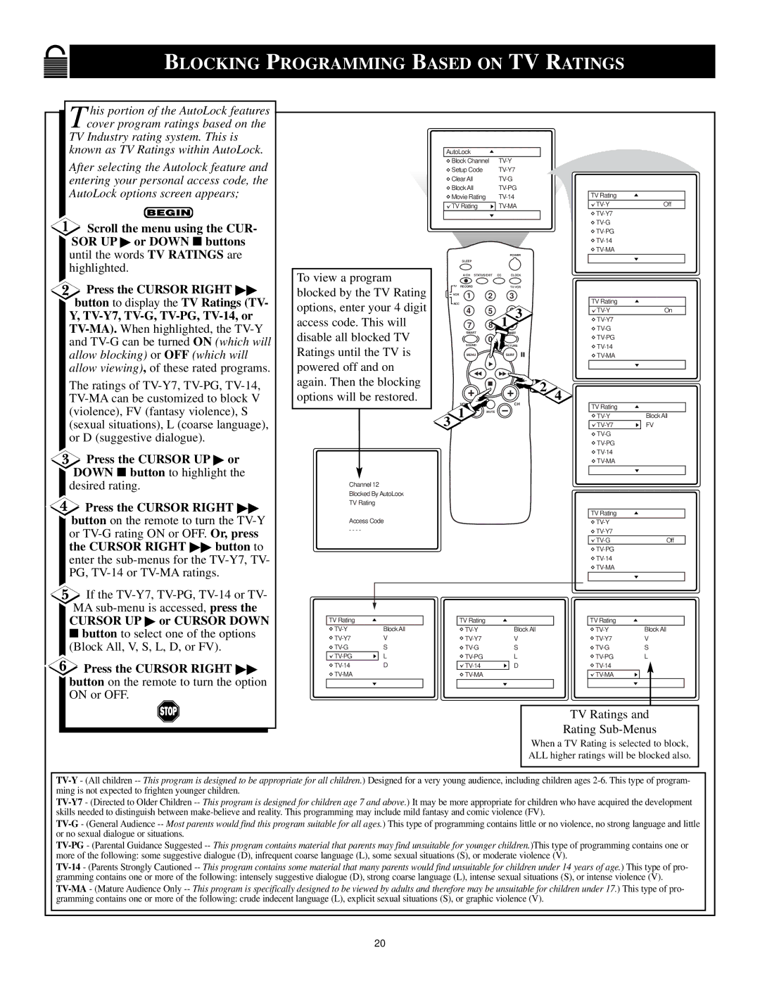 Magnavox Color TV manual Blocking Programming Based on TV Ratings 