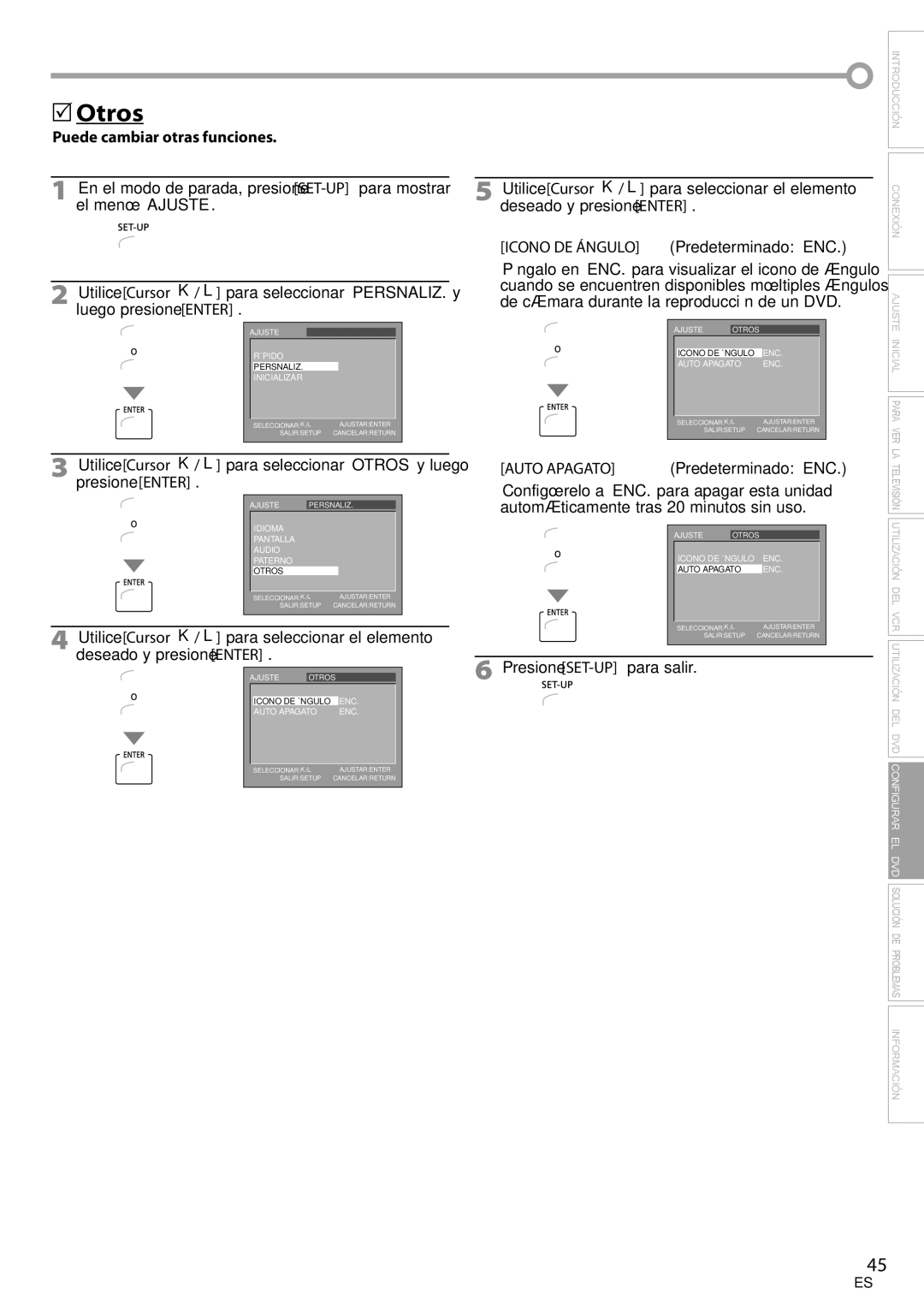 Magnavox CT270MW8 A owner manual Otros, Puede cambiar otras funciones 