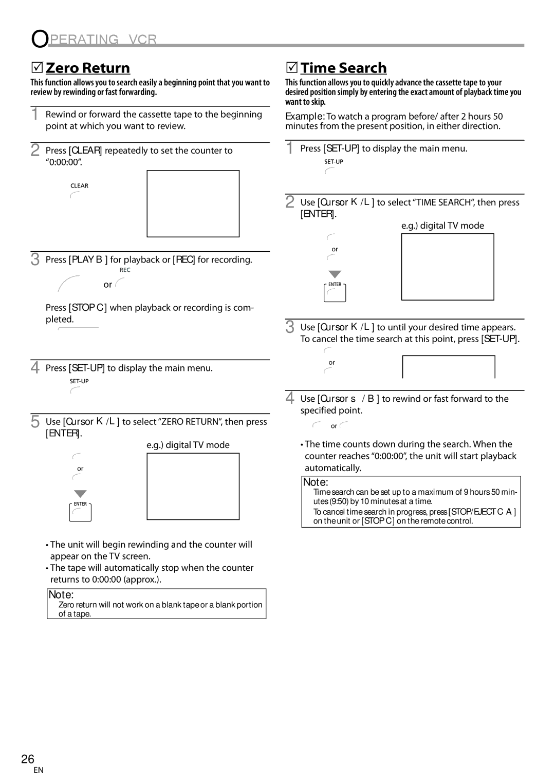 Magnavox CT270MW8 A owner manual 5Zero Return, 5Time Search 