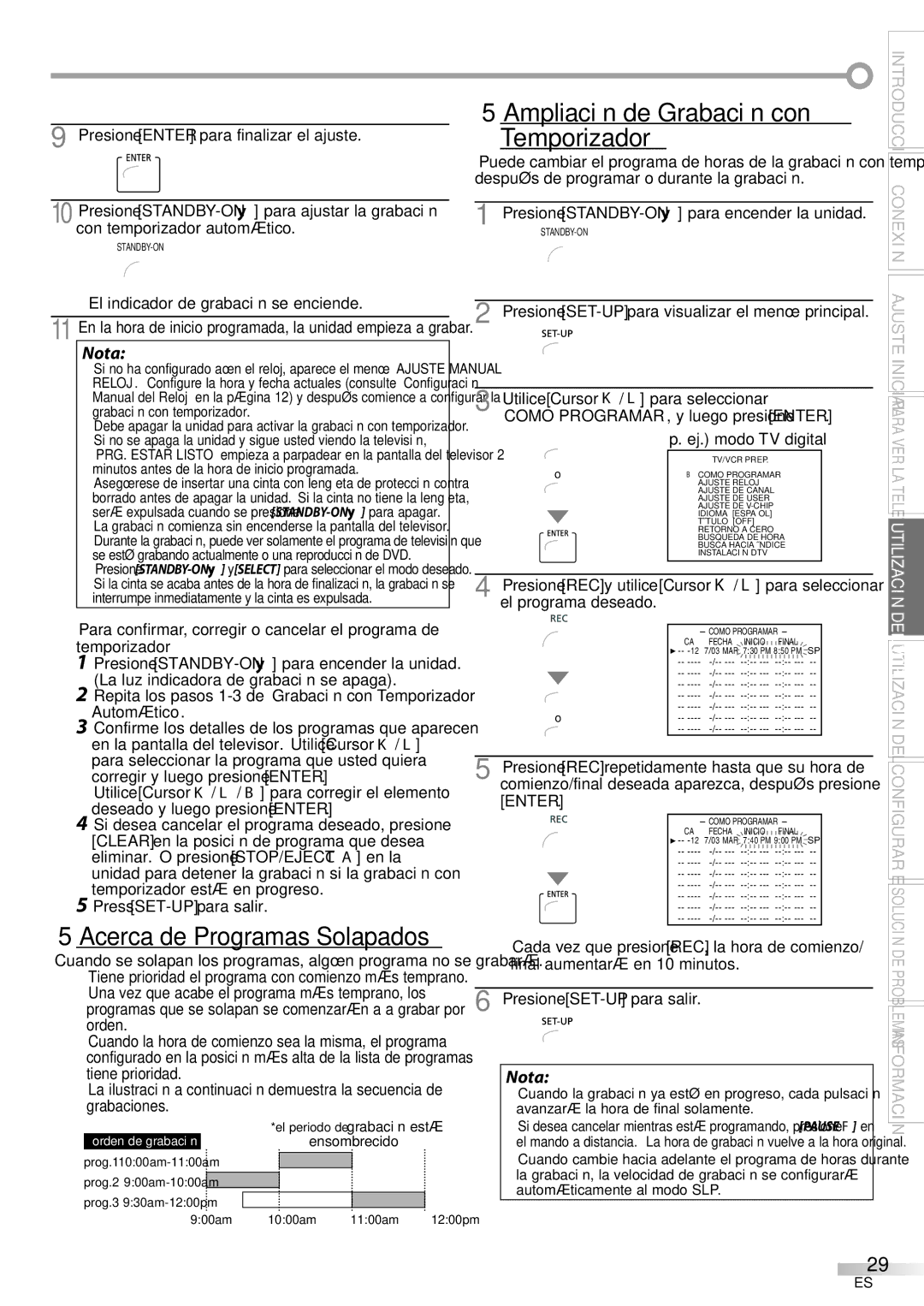 Magnavox CT270MW8 A owner manual Ampliación de Grabación con, Temporizador 