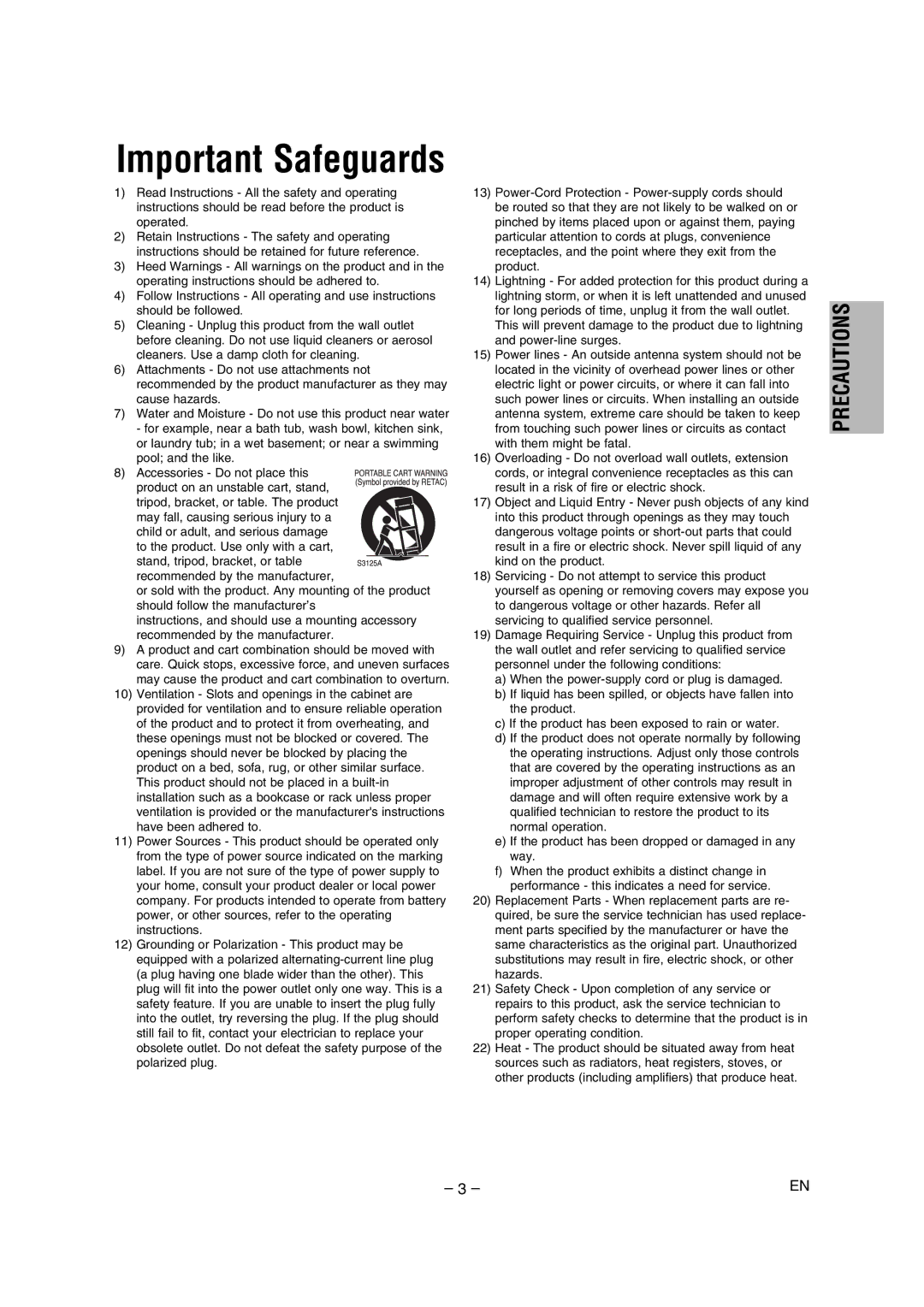 Magnavox DP100MW8 owner manual Important Safeguards 