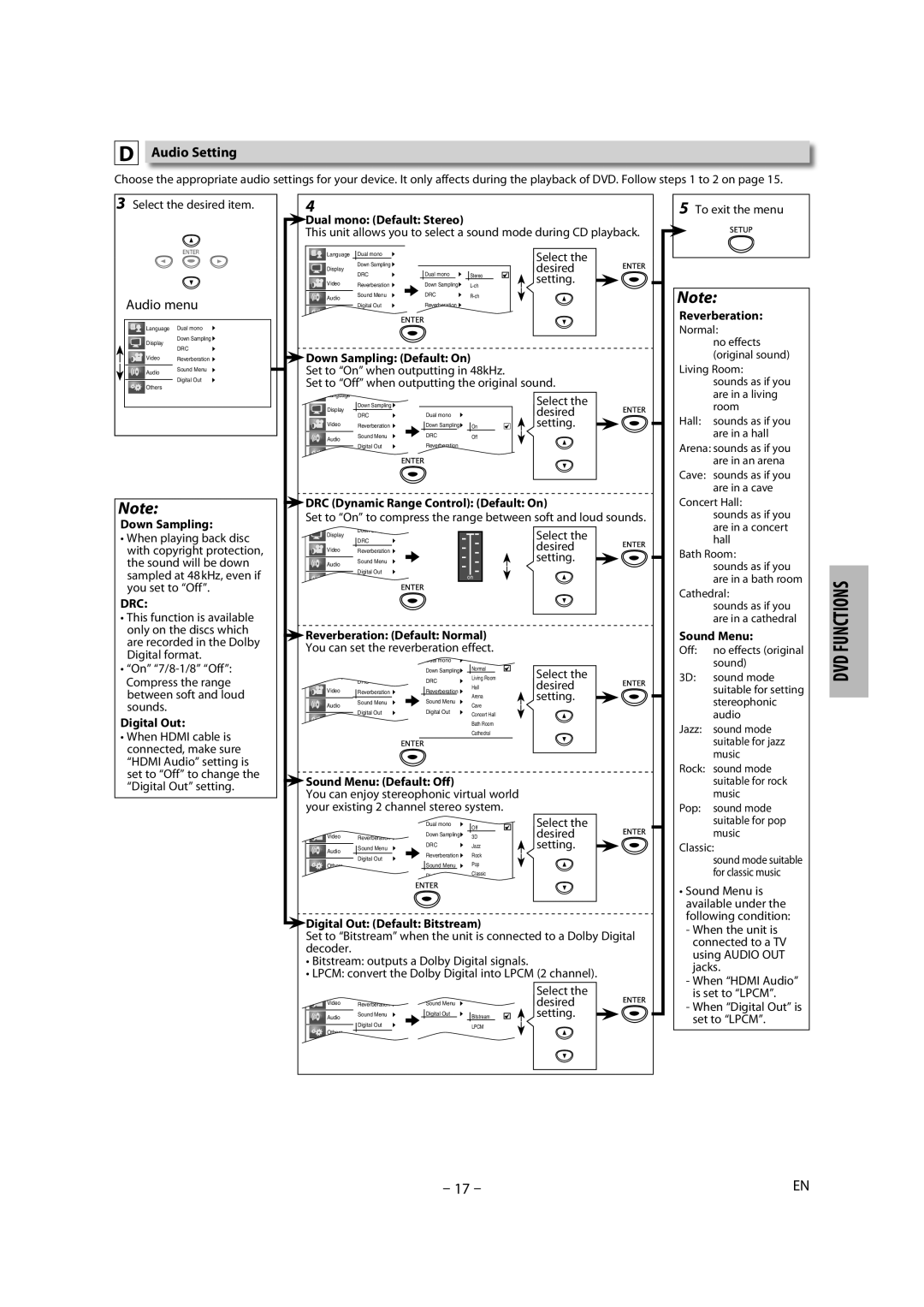 Magnavox DP170MGXF owner manual Audio Setting, Drc 