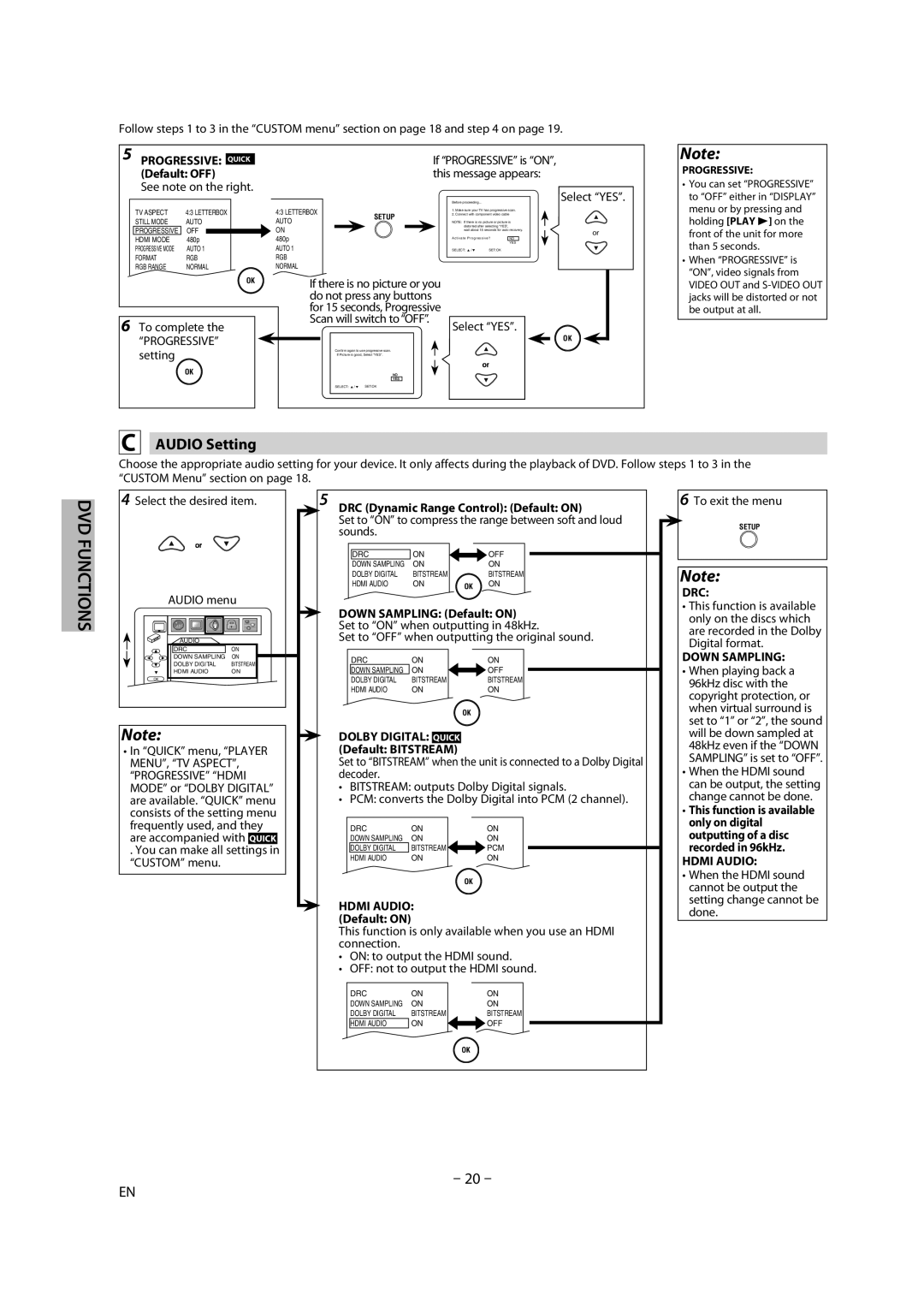 Magnavox DP170MW8B owner manual Audio Setting 