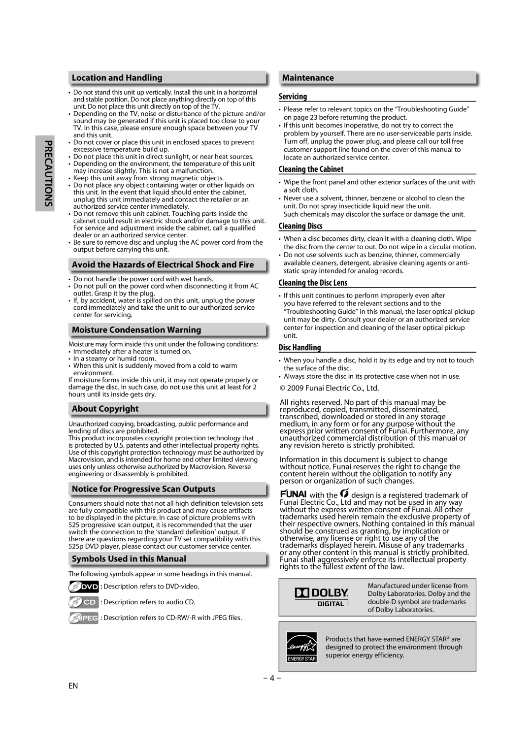 Magnavox DP170MW8B Location and Handling, Avoid the Hazards of Electrical Shock and Fire, Moisture Condensation Warning 