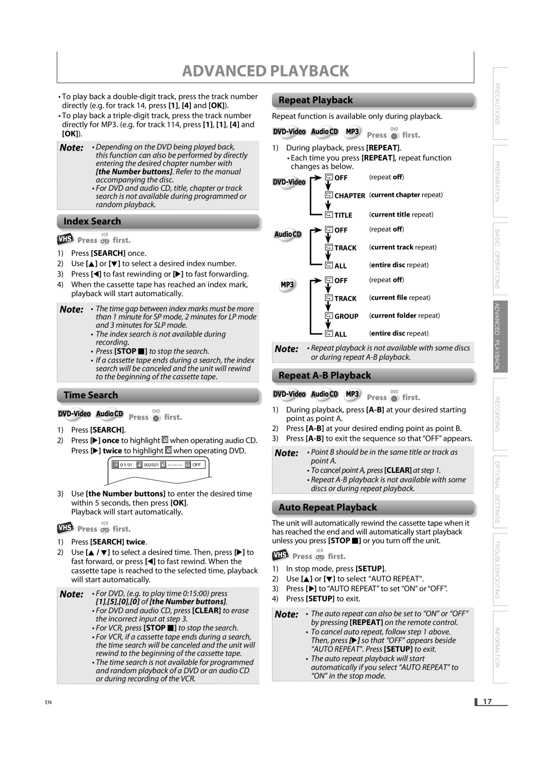 Magnavox DV220MW9 owner manual Advanced Playback 