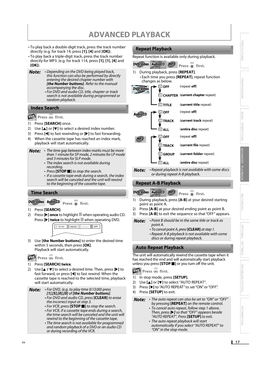 Magnavox DV220MW9 owner manual Advanced Playback 