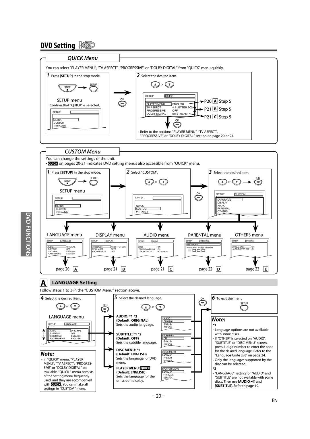 Magnavox DV225MG9 owner manual Language Setting 