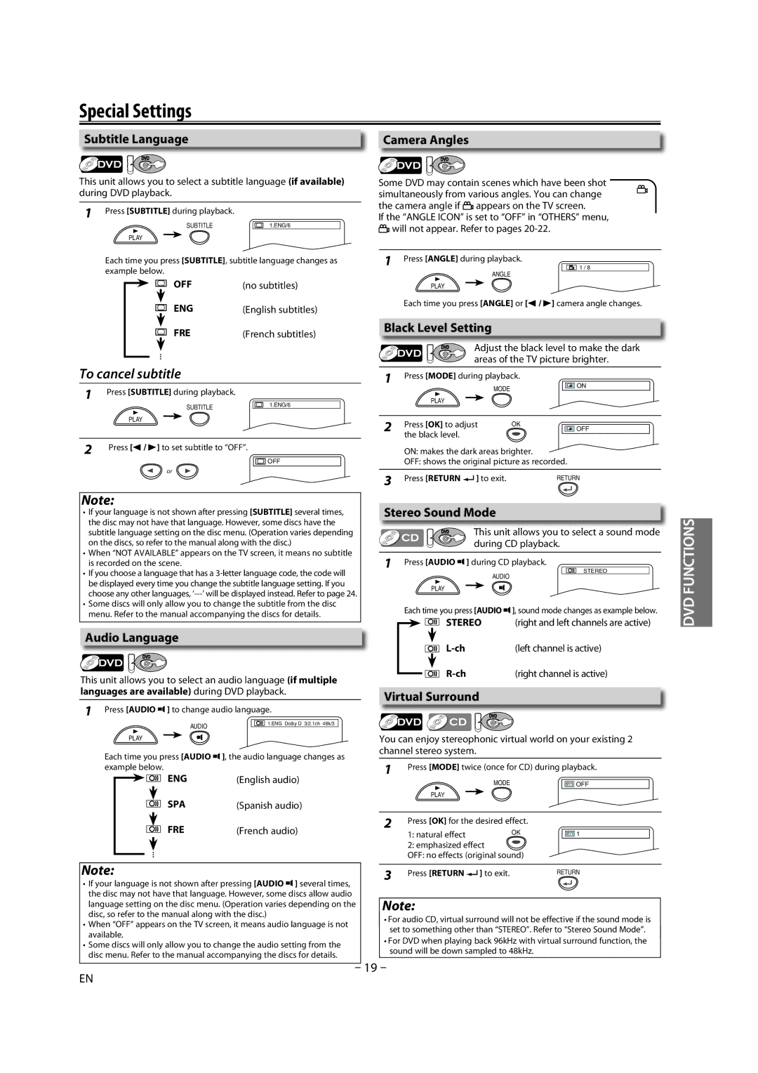 Magnavox DV225MG9 owner manual Special Settings 