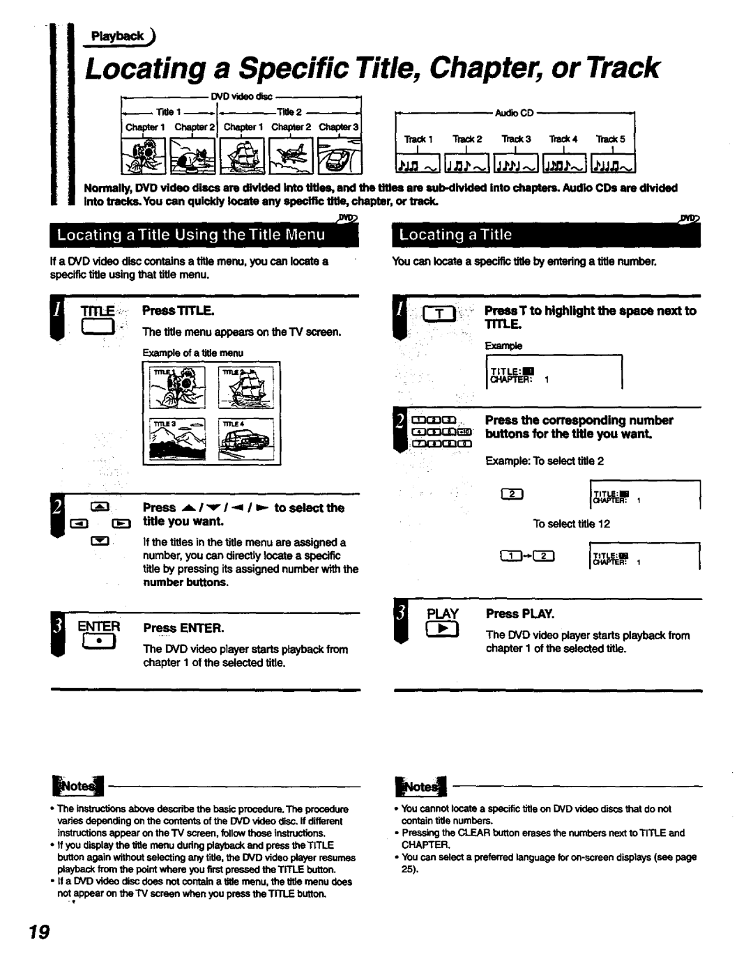 Magnavox DVD400AT manual PrimT to highlightthe space next to, Title, You canlocate a specifictitle byentednga tiite number 