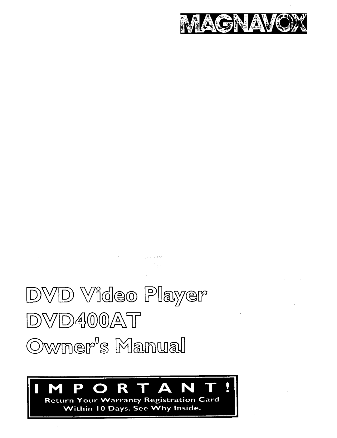 Magnavox DVD400AT manual 
