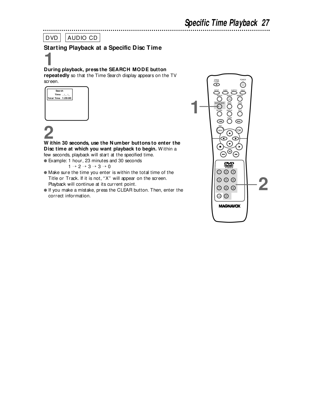 Magnavox DVD609 owner manual Starting Playback at a Specific Disc Time, Screen 