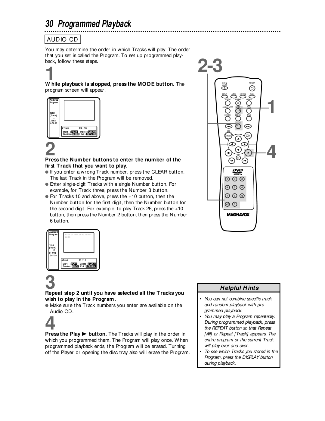 Magnavox DVD609 owner manual Programmed Playback 