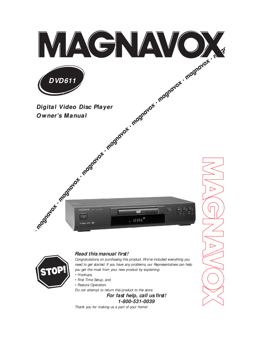 Magnavox DVD611 owner manual 