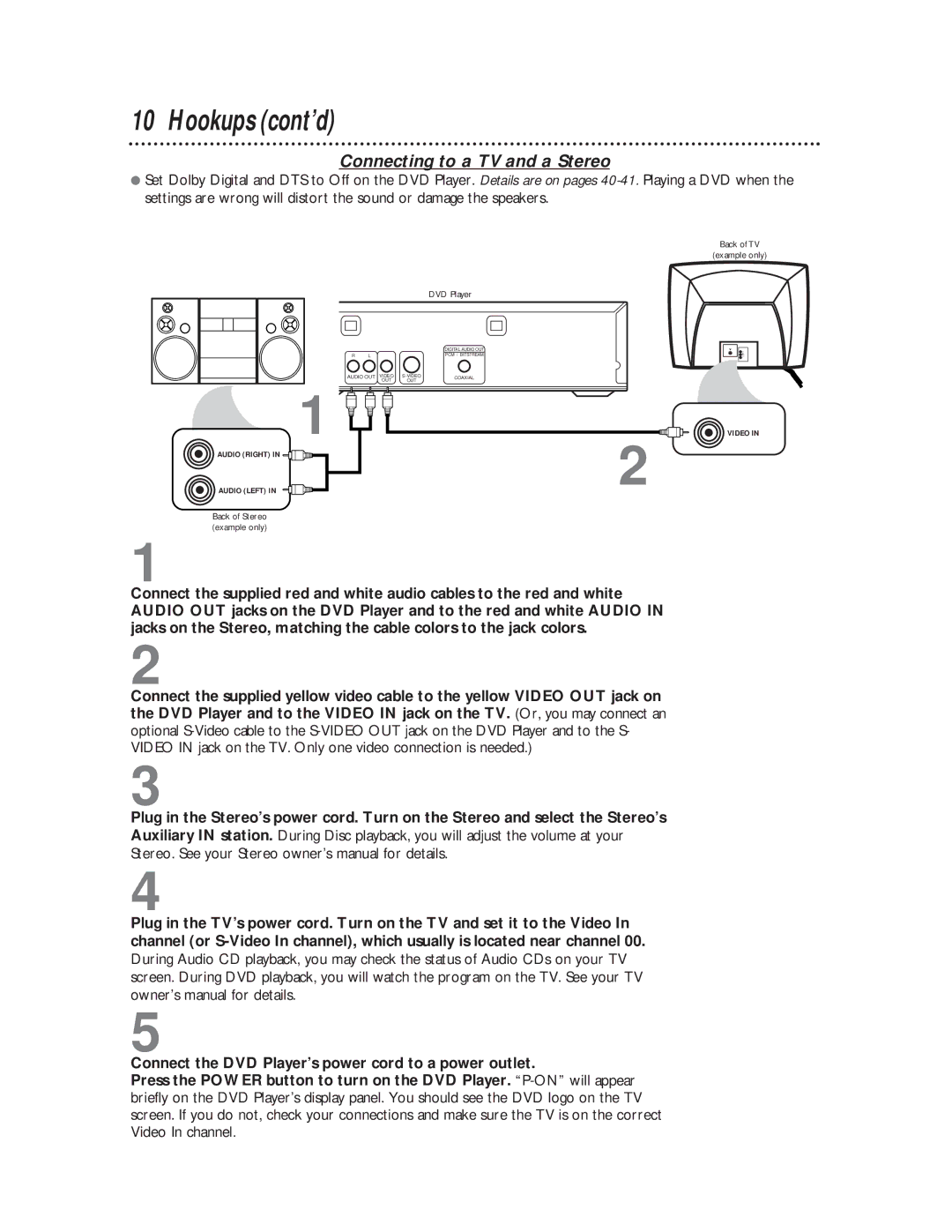 Magnavox DVD611 owner manual Connecting to a TV and a Stereo 