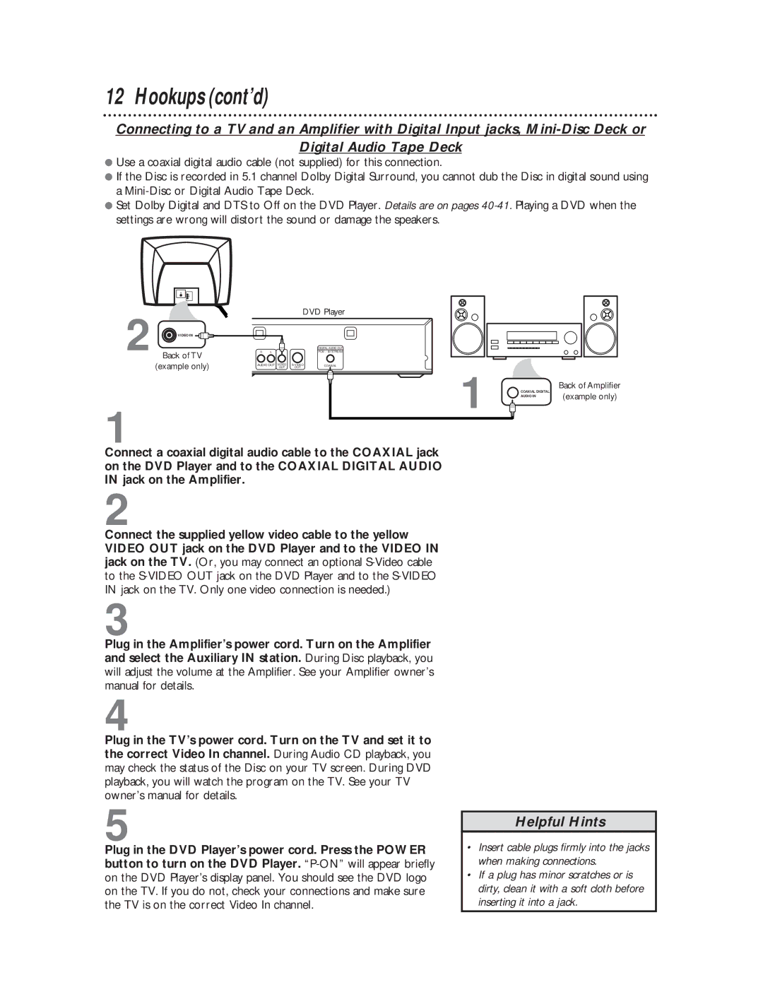 Magnavox DVD611 owner manual Helpful Hints 