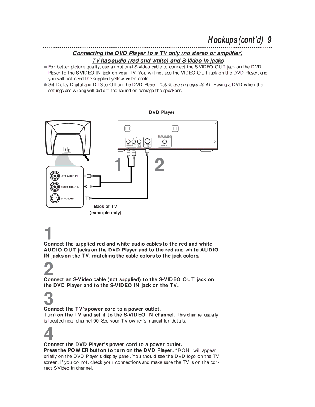 Magnavox DVD611 owner manual Hookups cont’d 