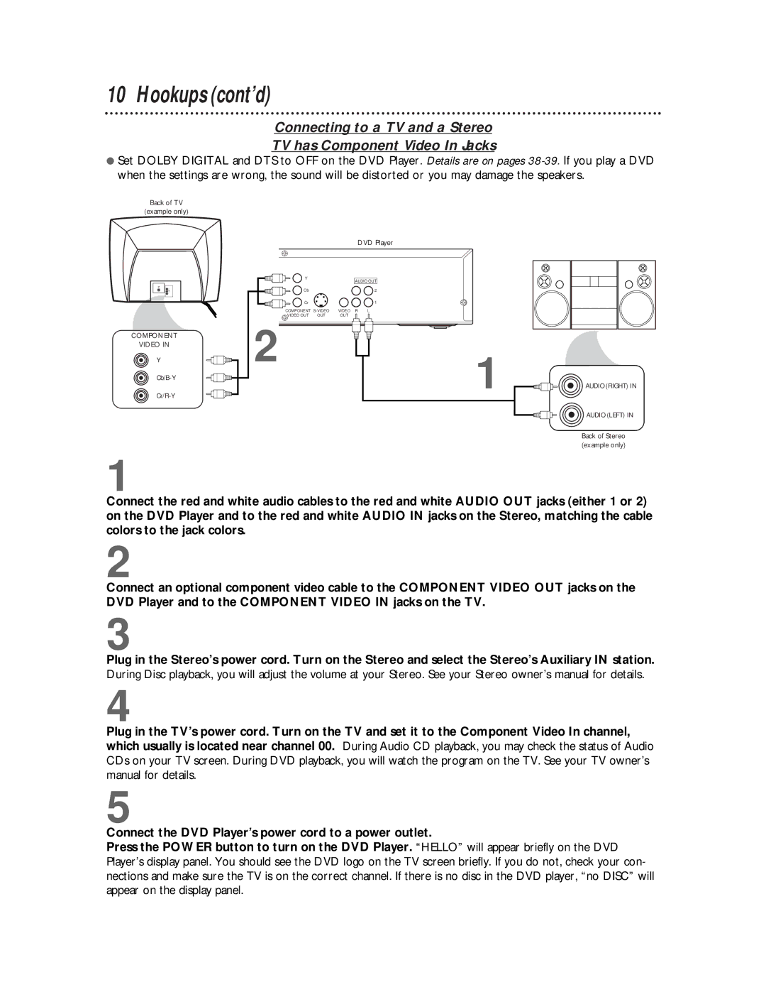 Magnavox DVD710AT owner manual Component Video 