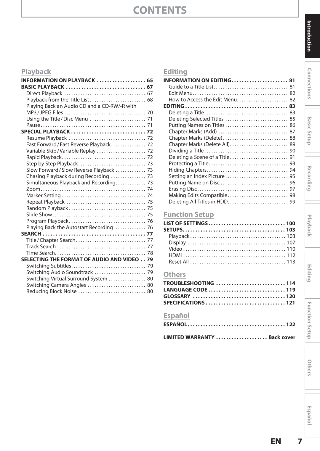 Magnavox MDR513H, F7 owner manual Contents 