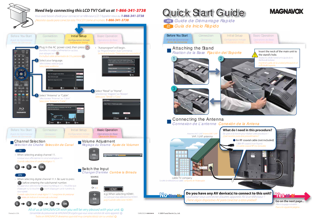 Magnavox Flat Panel Television quick start Select your language, Autoprogram will begin, Select Retail or Home 