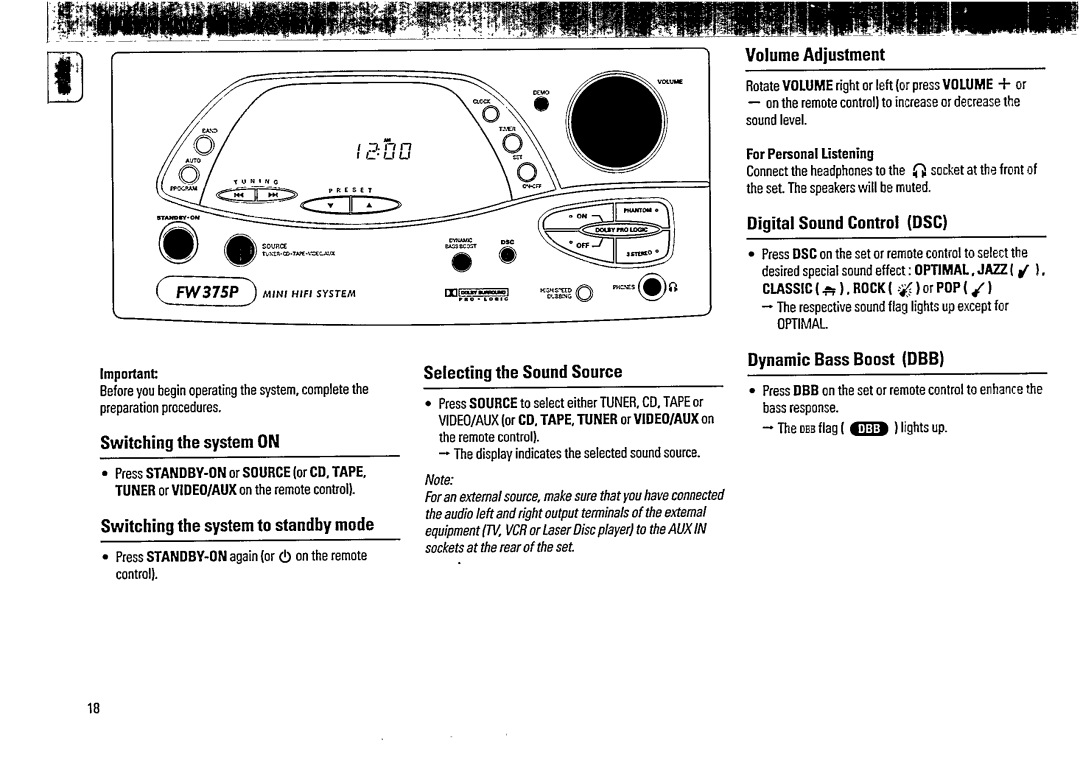 Magnavox FW 375P manual 